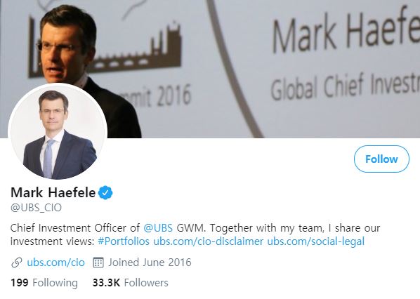 마크 해펠 UBS 글로벌웰스매니지먼트 최고투자책임자(CIO)[사진=트위터 캡처]