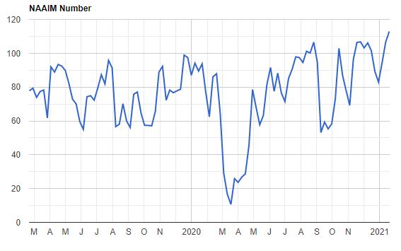 전미위험투자관리자협회(NAAIM)의 투자심리지수[자료=전미위험투자관리자협회]