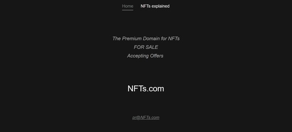매물로 나온 'NFTs닷컴'(NFTs.com) 첫 화면/사진=NFTs닷컴 캡처