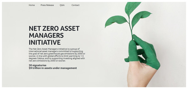 '넷제로 자산운용사 운동'(Net Zero Asset Managers Initiative) 웹사이트 초기 화면/사진=해당 사이트 캡처