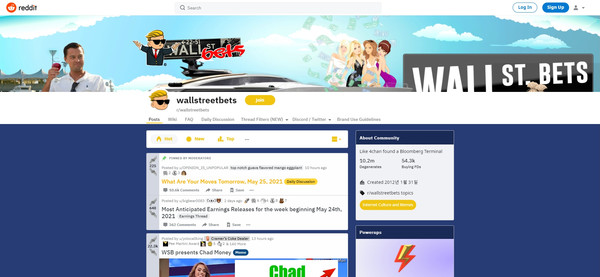 레딧의 주식 토론방 '월스트리트베츠'(r/WallStreetBets)/해당 사이트 캡처