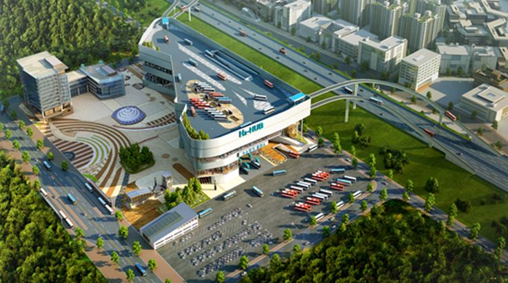 한국가스공사, 현대자동차, 삼성물산 등으로 구성된 컨소시엄 '하이스테이션'이 추진하는 융복합 수소충전소 조감도 /사진=한국가스공사