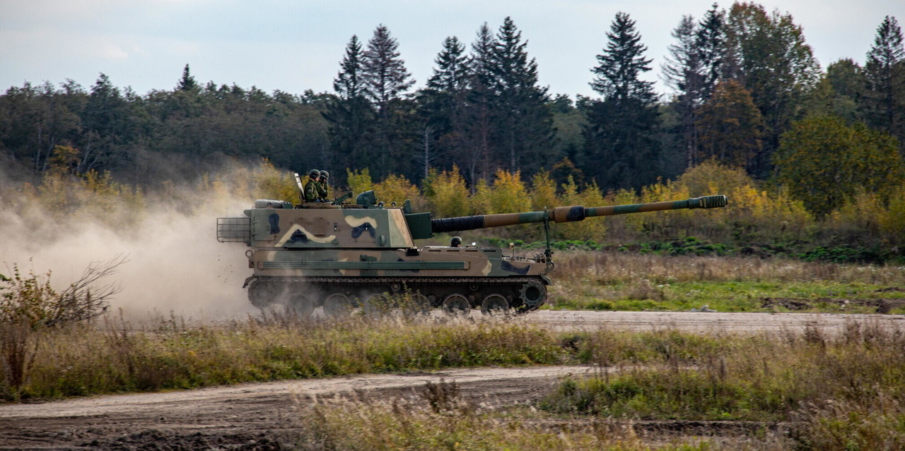 에스토니아 방위군이 현지에서 시험 운용 중인 한화디펜스의 K9 자주포. /사진=에스토니아 방위군 