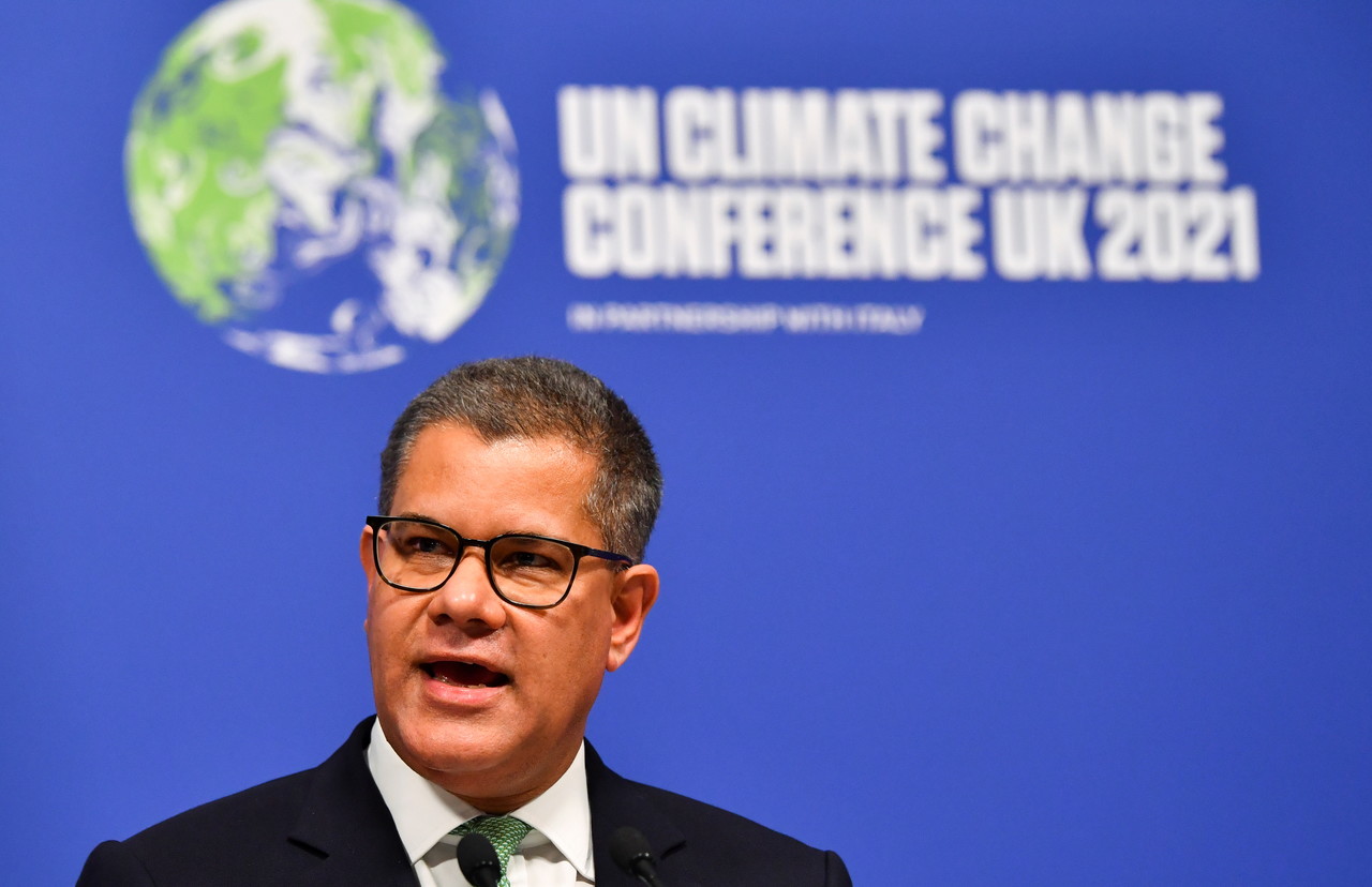 알록 샤르마 제26차 유엔기후변화협약 당사국총회(COP26) 의장이 13일(현지시간) 기자회견을 하고 있다. /사진=로이터연합뉴스