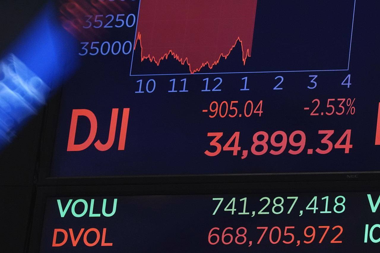 26일(현지시간) 미국 뉴욕증권거래소(NYSE) 전광판이 다우지수 마감 시황을 나타내고 있다./사진= AP연합뉴스