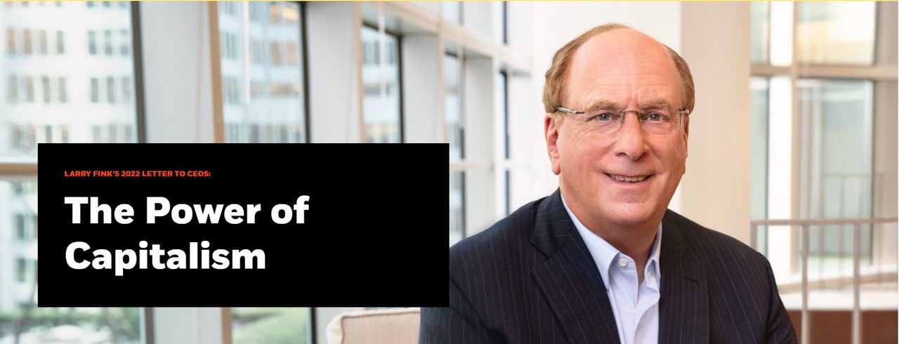 래리 핑크 블랙록 최고경영자(CEO)가 지난 17일 웹사이트에 연차 서한을 공개했다. /사진=블랙록 웹사이트 캡처