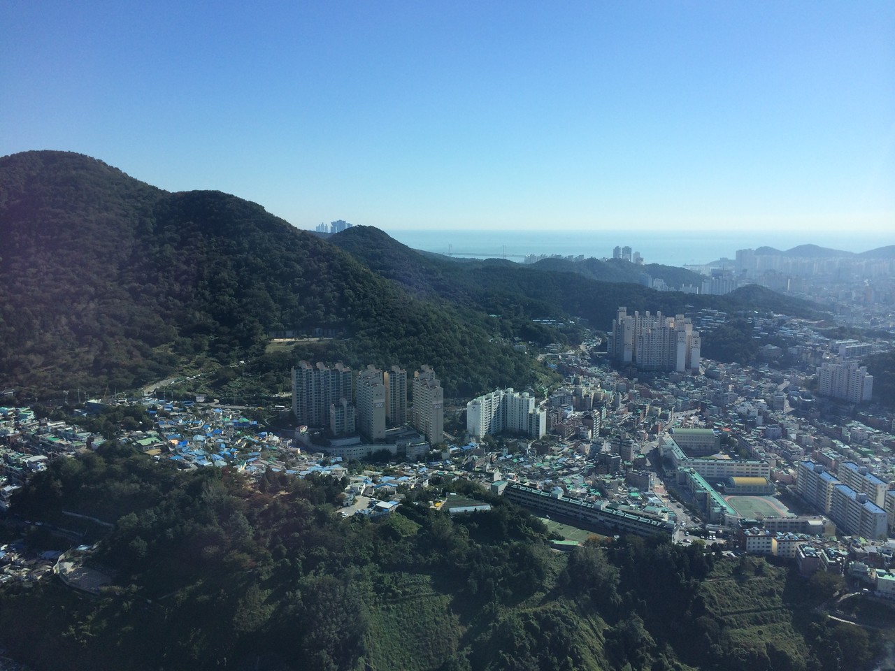 산업은행 본사 부지로 낙점된 부산 BIFC에서 바라본 외부풍경. /사진=강현창기자
