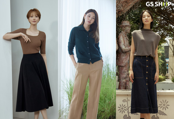 (왼쪽부터)모르간 스퀘어넥 니트, 쏘울 하이넥 카디건, 아뜰리에 마졸리 울블렌드 어텀 니트 탑 / 사진=GS샵