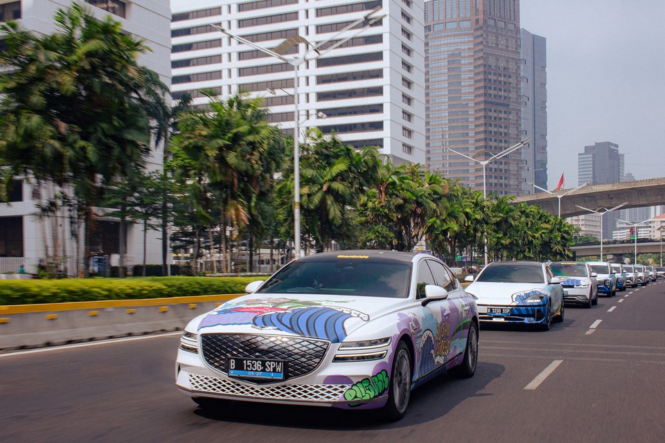 현대차그룹이 특별 제작한 아트카 차량이 자카르타 주요 지역을 순회하며 부산을 알리고 있다. / 사진=현대차그룹