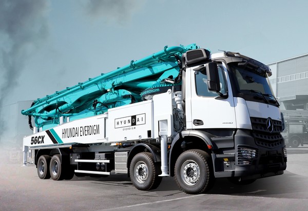 사우디아라비아 수출 주력품인 콘크리트 펌프카 'ECP56CX-5' 이미지 / 사진=현대에버다임