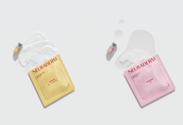 뉴라덤 리페어 리프팅 크림 마스크팩(왼쪽)과 뉴라덤 에이지 디펜스 바이오 마스크팩 /사진=메디톡스