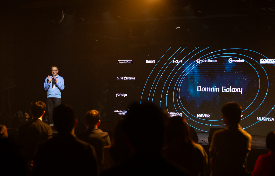 지난 4일 서울 이태원 현대카드 언더스테이지에서 열린 '2024 현대카드 PLCC 파트너사 협의회'에서 정태영 현대카드 부회장이 발언하고 있다. / 사진=현대카드