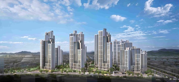 'e편한세상 명덕역 퍼스트마크' 단지 투시도. /사진=DL이앤씨