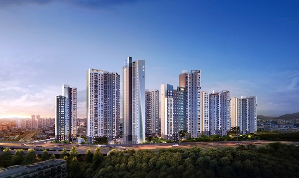 KT에스테이트는 오는 8일 '둔산 엘리프 더센트럴' 견본주택을 열고 본격 분양에 나선다. 둔산 엘리프 더센트럴 투시도./사진=KT에스테이트