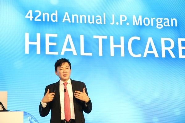 존림 대표의 2024 JPMHC 발표 모습 /사진=삼성바이오로직스 