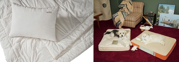 (좌측부터) 'N32 아이슬란드 씨셀™ 화이버 필로우', 펫 매트리스 'N32 쪼꼬미' /사진=N32