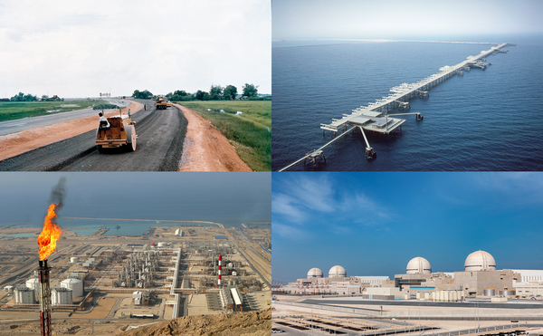 해외건설 10대 프로젝트에 선정된 현대건설 시공 프로젝트 사진. 사진은 파타니 나라티왓 고속도로와 주베일 산업항(위), 사우스파 가스전과 바라카 원자력발전소(아래). /사진=현대건설