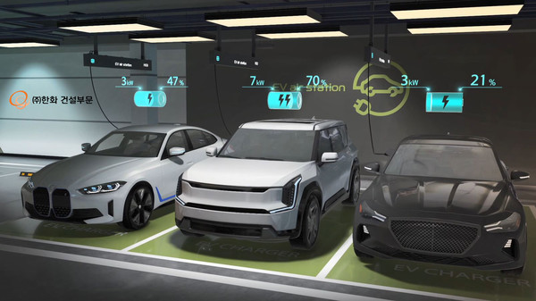 한화 건설부문 전기차 충전시스템 'EV 에어 스테이션'./사진=한화 건설부문