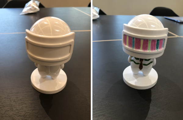 배틀그라운드 6주년 기념 캐릭터 '삼뚝맨' 피규어에 컬러링도 할 수 있다. /사진=김현정 기자