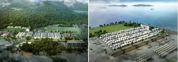 (왼쪽부터) 전남 고흥 BESS(가칭) 조감도와 전남 광양 BESS(가칭) 조감도./사진=BS한양