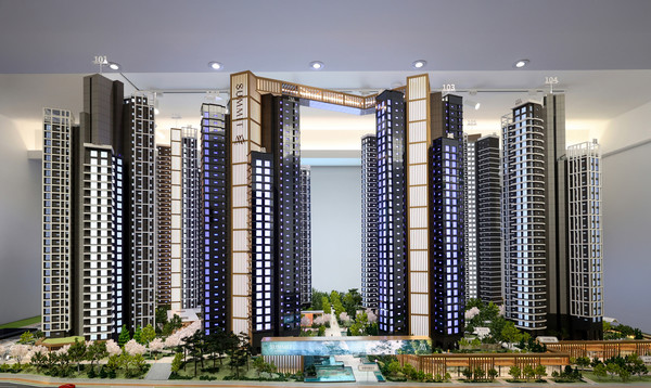 대우건설 개포우성7차 홍보관 내 '써밋 프라니티' 모형도./사진=대우건설