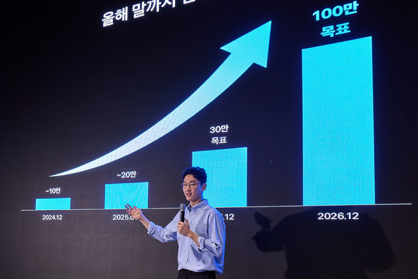 토스가 2일 서울 강남구 에스제이쿤스트할레에서 ‘토스 페이스페이’ 정식 출시를 알리는 기자간담회를 개최했다. 오규인 토스 부사장(토스페이 사업 총괄)이 발표하고 있다. 사진=토스