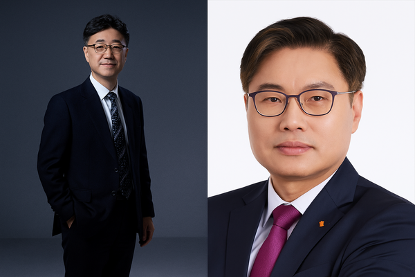 SK텔레콤은 정재헌 신임 사장(왼쪽)과 강동수 SK㈜ 신임 사장. /사진=SK그룹
