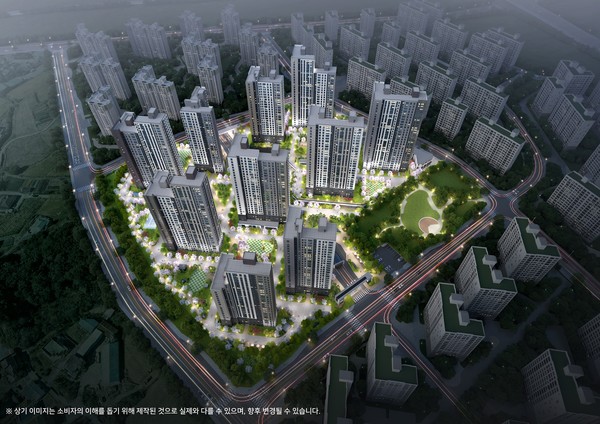 '두산위브더제니스 센트럴 천안' 야간 조감도./사진=두산건설