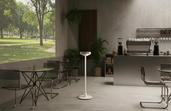 LG 무드메이트는 빔프로젝터, 인테리어 조명, 블루투스 스피커 역할을 모두 수행하는 신개념 프로젝터이다. 긴 스탠드에 원형의 프로젝터 헤드를 결합한 형태로, 고객은 자유롭게 옮겨 다니며 최대 120인치 대화면으로 다양한 콘텐츠를 감상할 수 있다. /사진=LG전자