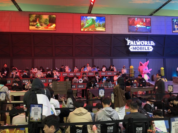 크래프톤 '팰월드 모바일' 체험존 모습/사진=김현정 기자