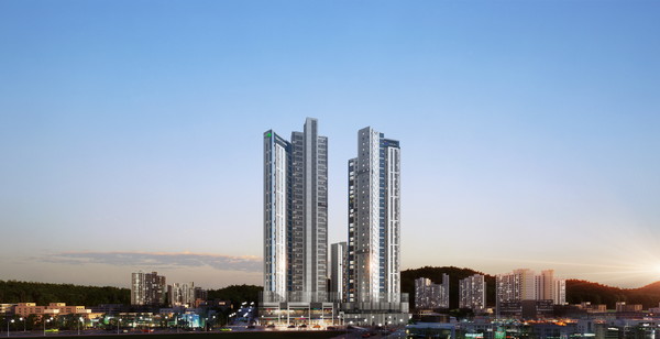 ‘울산 호수공원 에일린의 뜰’ 1단지·2단지 통합 투시도./사진=아이에스동서