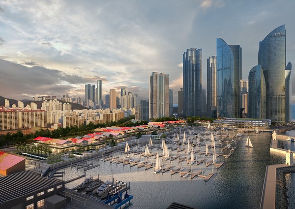 아이파크마리나와 HDC현대산업개발은 24일 부산 수영만요트경기장 재개발 착공식을 진행했다./사진=HDC현대산업개발