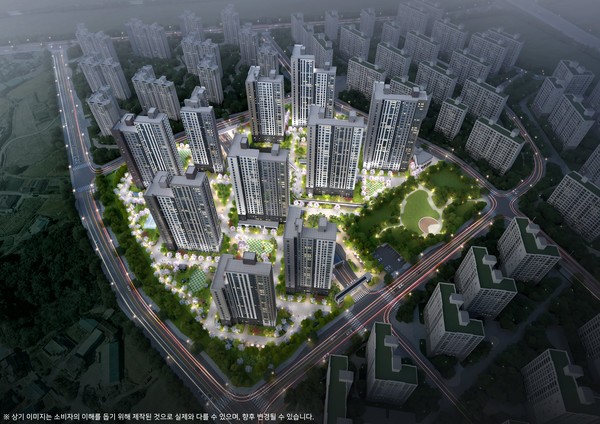 두산위브더제니스 센트럴 천안 야간 조감도./사진=두산건설