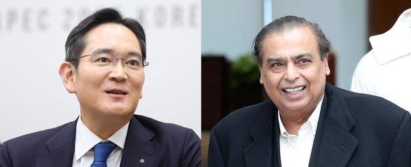 이재용 삼성전자 회장(왼쪽), 무케시 암바니 릴라이언스인더스트리 회장. /사진=각 사