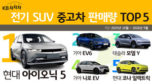 전기 SUV 중고차 판매 1위는 아이오닉5…EV6·모델Y 뒤이어